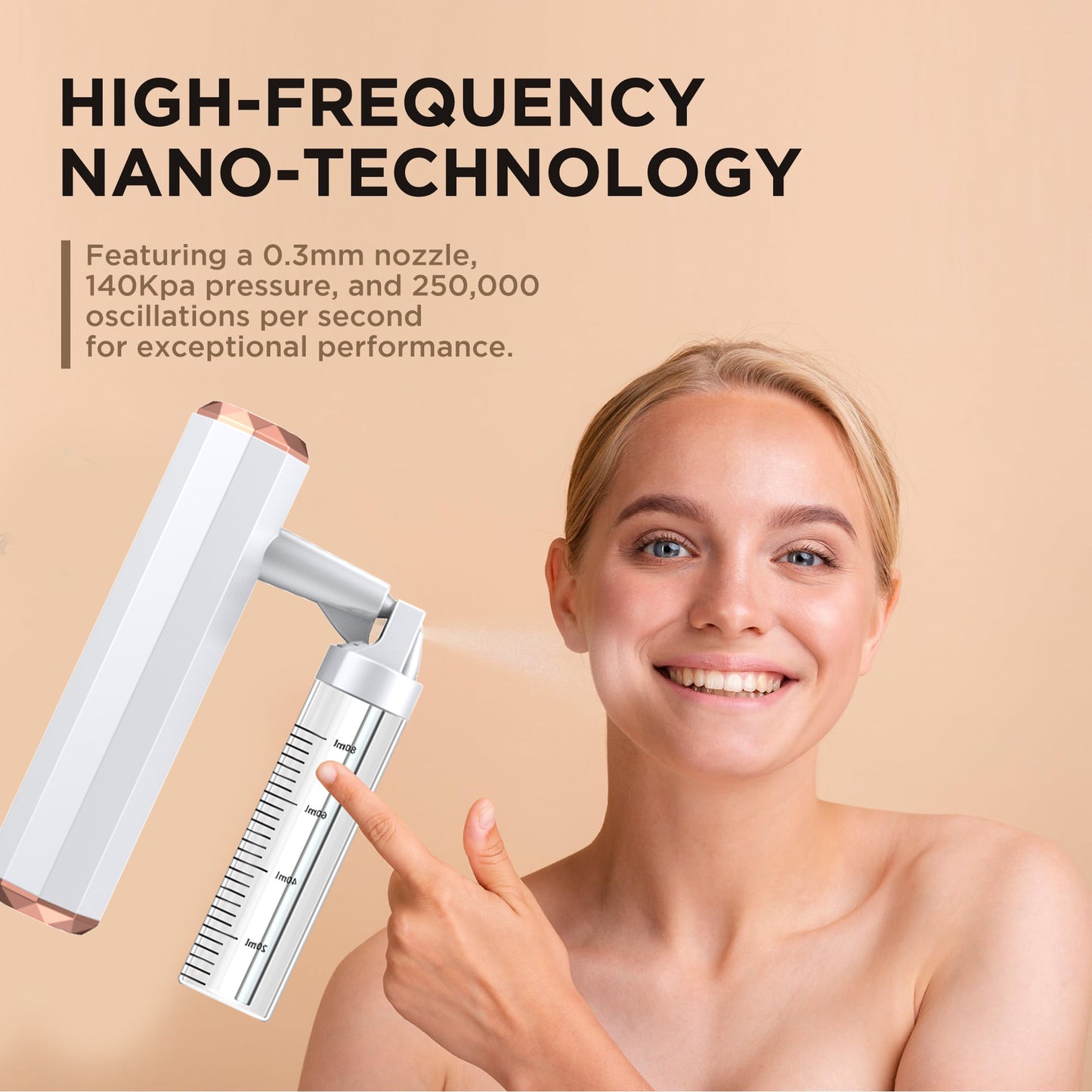 Pink Rechargeable Facial Oxygen Sprayer - Home Use Nano Mist Beauty Tool V888-ELOSUNG26386