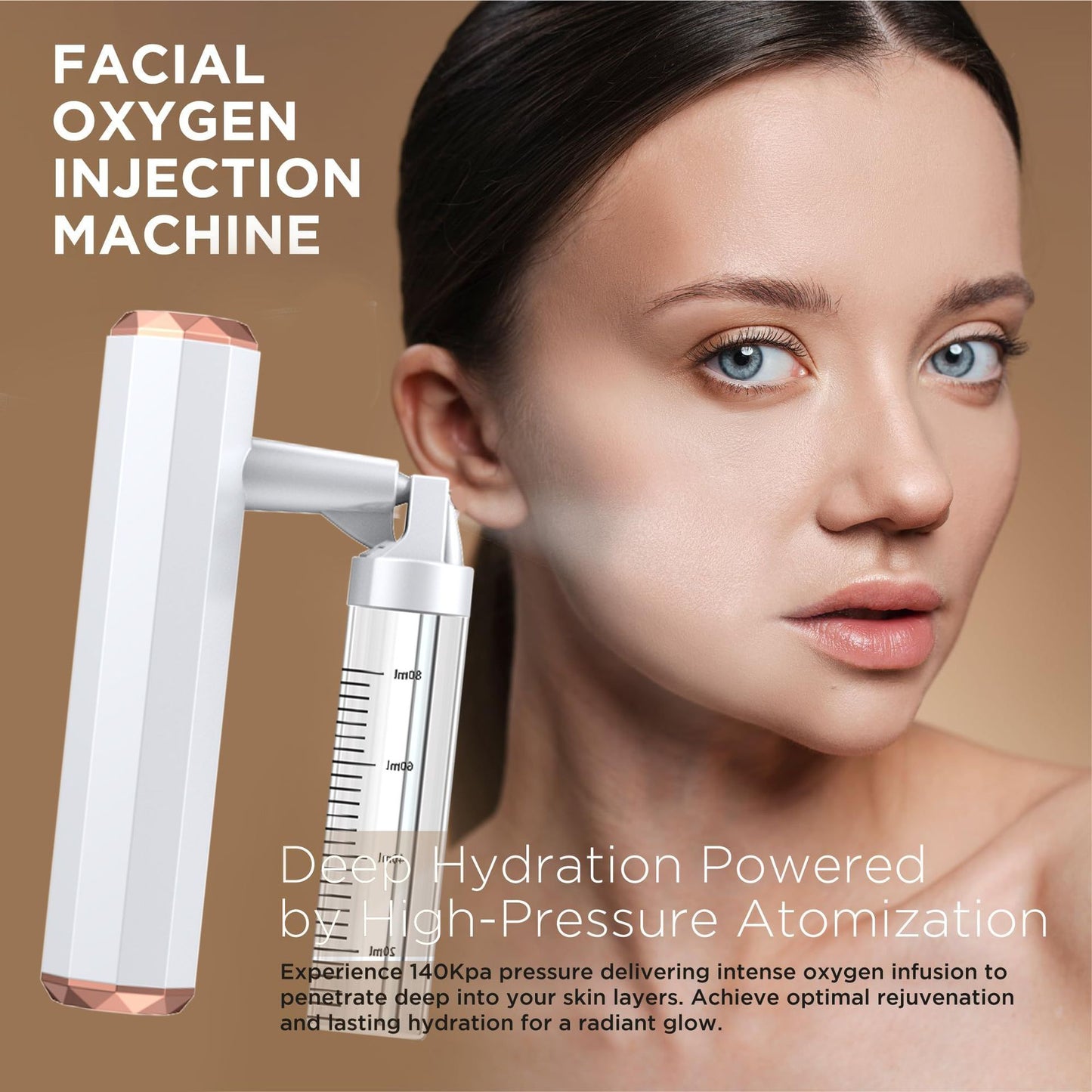 White Rechargeable Facial Oxygen Sprayer - Home Use Nano Mist Beauty Tool V888-ELOSUNG26388