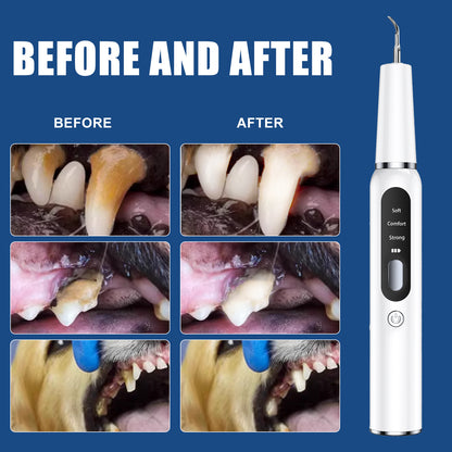 White Professional Pet Dental Cleaning Kit - Ultrasonic Scaler, Tools & 3 Modes V888-ELOSUNG26389