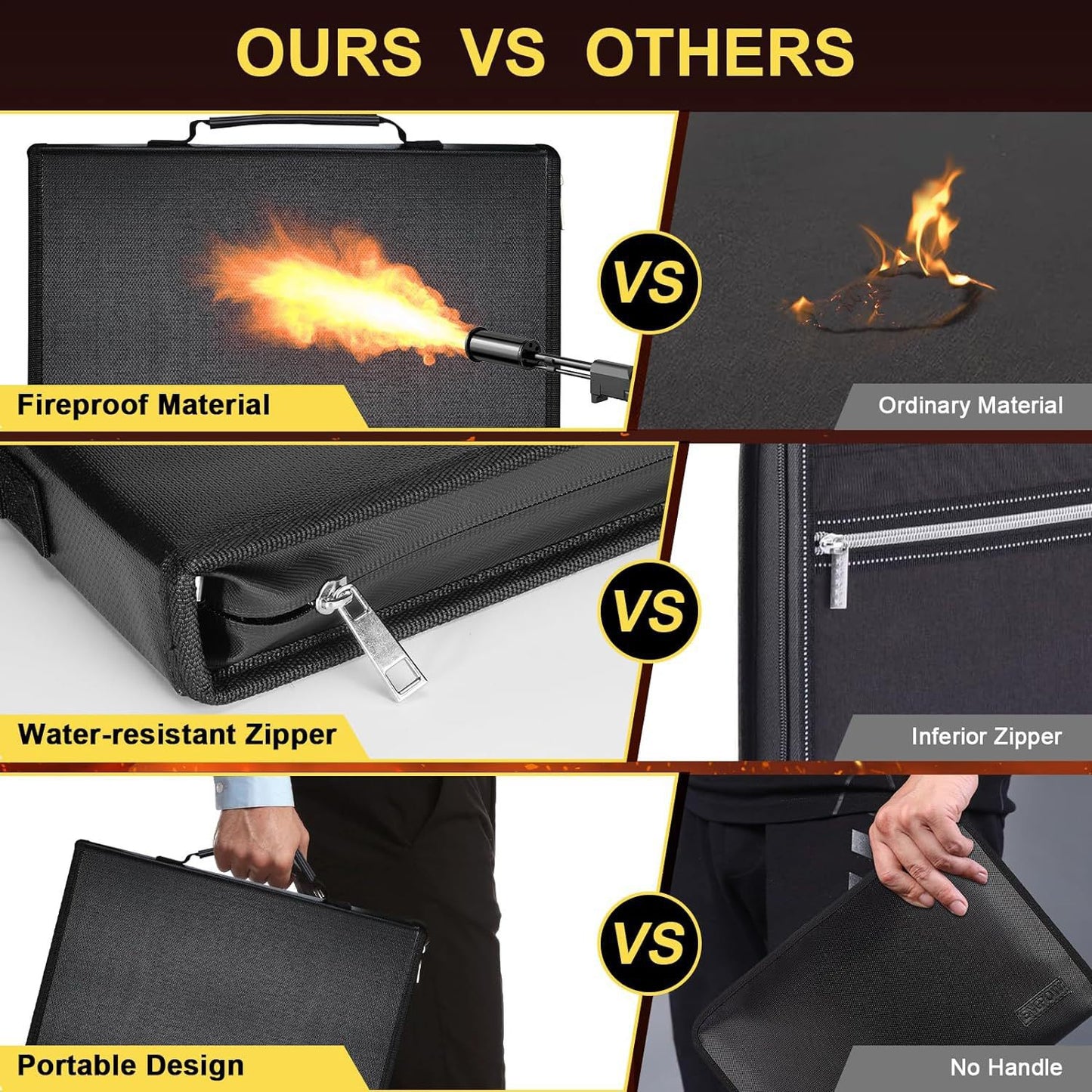 Expanding Accordion File Organizer - Fireproof & Waterproof Document Storage Case V888-ELOSUNG26397