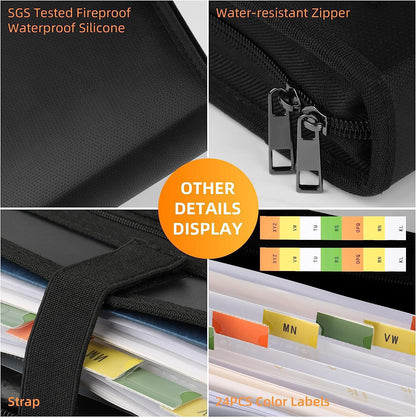 Expanding Accordion File Organizer - Fireproof & Waterproof Document Storage Case V888-ELOSUNG26397