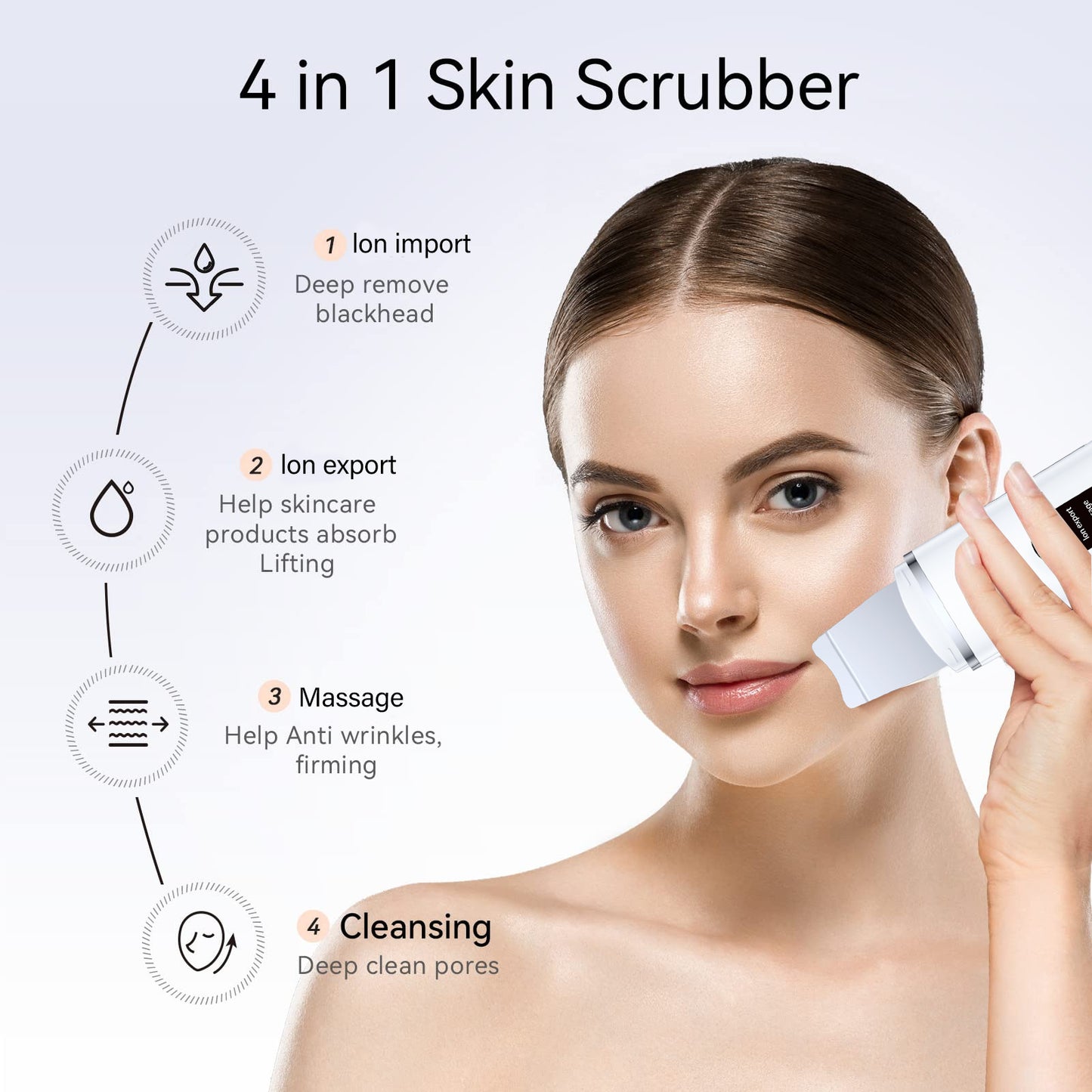 Rechargeable Ultrasonic Facial Spatula - Deep Pore Cleanser & Exfoliator V888-ELOSUNG26398