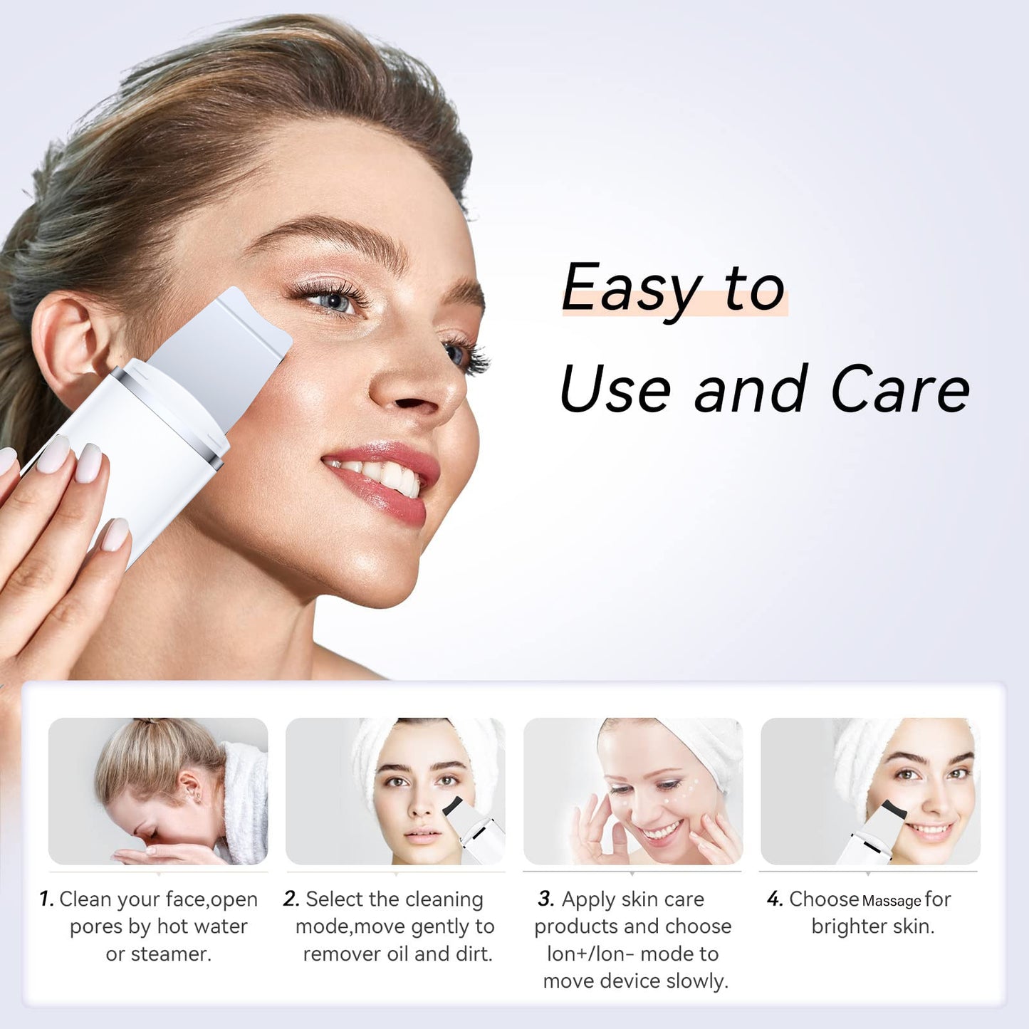 Rechargeable Ultrasonic Facial Spatula - Deep Pore Cleanser & Exfoliator V888-ELOSUNG26398