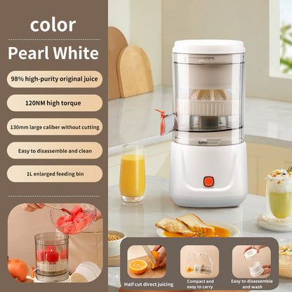 White Electric Citrus Juicer Press - Portable, Large Caliber, One-Click Operation(7.4v1600mAh battery) V888-ELOSUNG26401