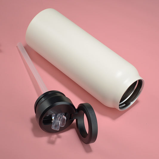 Stainless Steel Insulated Water Bottle with Integrated Magnetic Phone Stand - Beige (24oz) V888-ELOSUNG26407