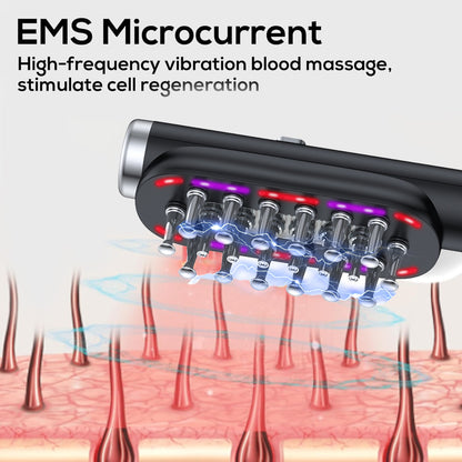 Black Vibrating Scalp Massager Comb - LED Therapy & Oil Infuser for Hair Growth V888-ELOSUNG26408