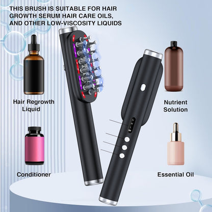 Green Vibrating Scalp Massager Comb - LED Therapy & Oil Infuser for Hair Growth V888-ELOSUNG26409