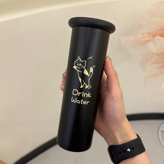 Mini Insulated Coffee Cup - 316 Stainless Steel, Portable & Stylish - Black Kitten (300ml) V888-ELOSUNG26418