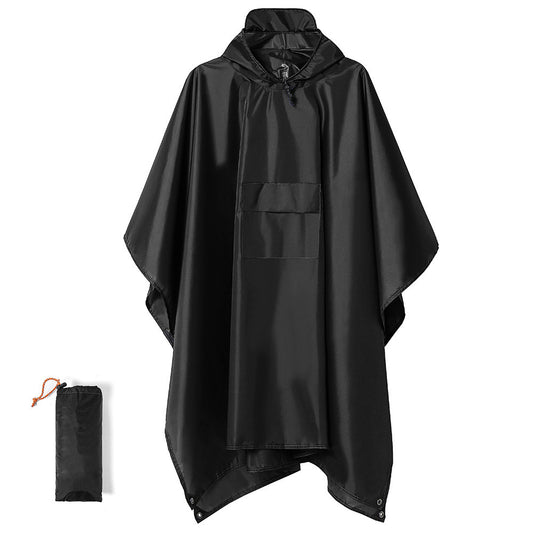 Black Portable Outdoor Camping Poncho - Can be used as Raincoat, Tarp, Ground Cover V888-ELOSUNG26431
