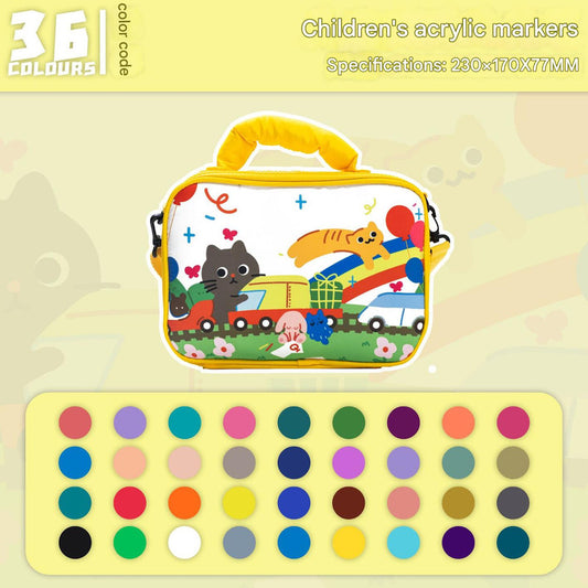 36 colors Kids Double-Layer Marker Set with Carry Case - Portable Art Supply Organizer Bag V888-ELOSUNG26447