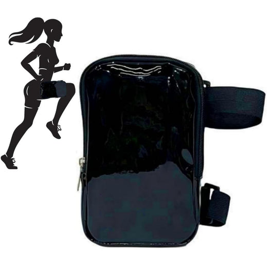 Black Shiny Holographic Thigh Holster Bag - Hands-Free Festival & Hiking Gear V888-ELOSUNG26464