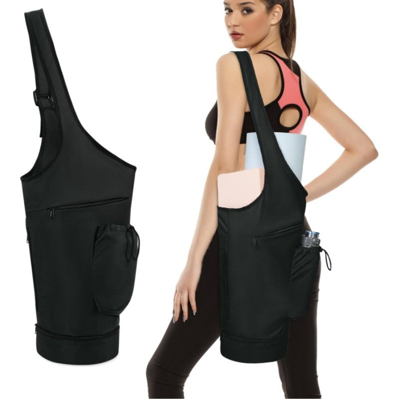 Black All-in-One Yoga Sling Bag - Fits Mat & Gear, Large Opening, Side Pockets V888-ELOSUNG26469
