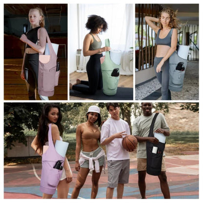 Green All-in-One Yoga Sling Bag - Fits Mat & Gear, Large Opening, Side Pockets V888-ELOSUNG26470