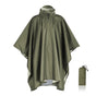 Army Green Portable Outdoor Camping Poncho - Can be used as Raincoat, Tarp, Ground Cover (Polyester silver V888-ELOSUNG26476