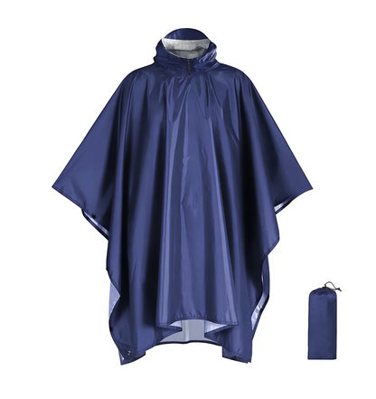 Blue Portable Outdoor Camping Poncho - Can be used as Raincoat, Tarp, Ground Cover (Polyester silver coated V888-ELOSUNG26477