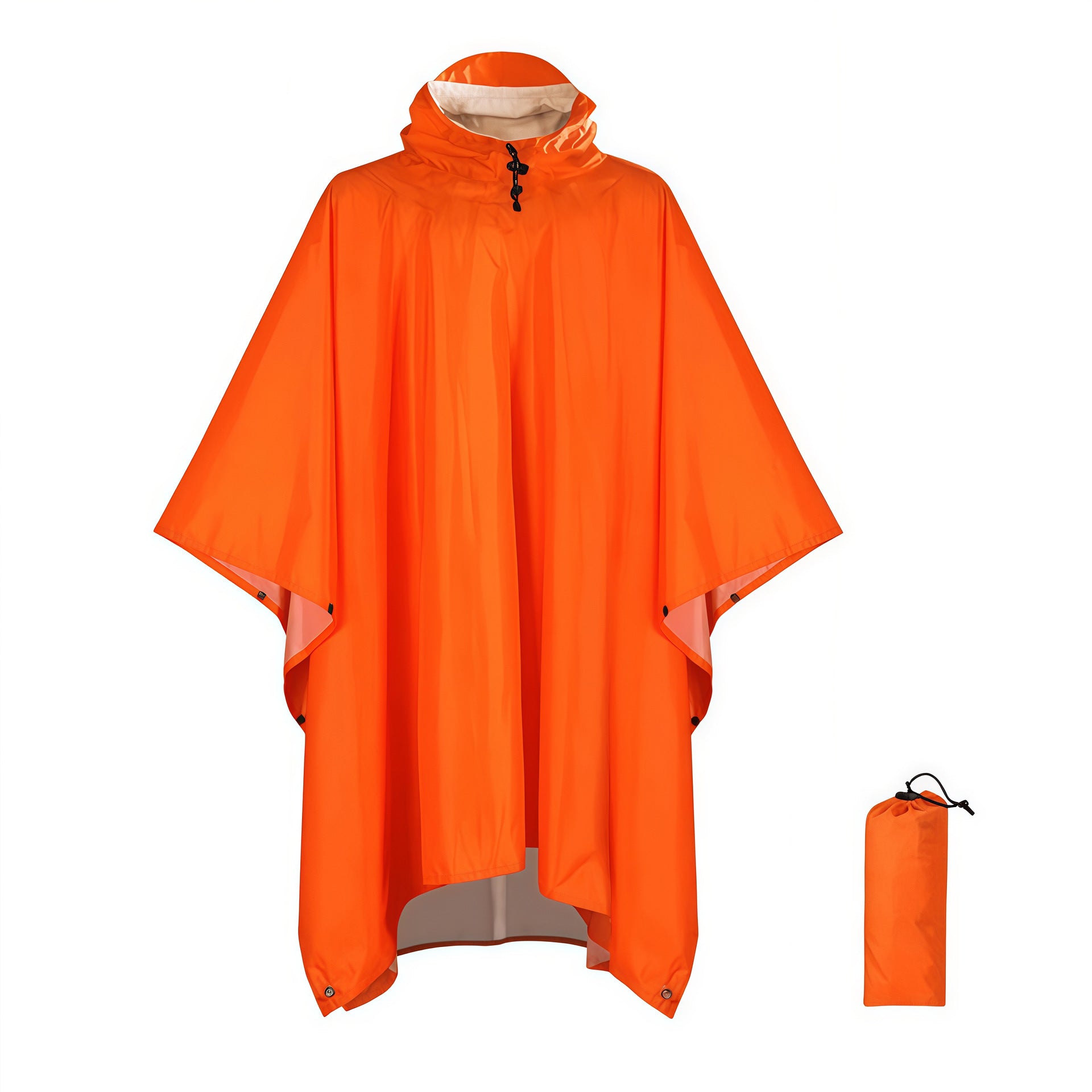 Orange Portable Outdoor Camping Poncho - Can be used as Raincoat, Tarp, Ground Cover (Polyester silver coated V888-ELOSUNG26478