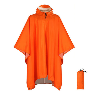Orange Portable Outdoor Camping Poncho - Can be used as Raincoat, Tarp, Ground Cover (Polyester silver coated V888-ELOSUNG26478