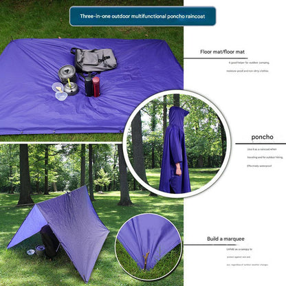 Orange Portable Outdoor Camping Poncho - Can be used as Raincoat, Tarp, Ground Cover (Polyester silver coated V888-ELOSUNG26478