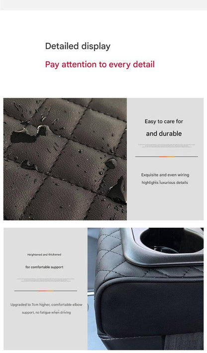 Gray Auto Center Console Armrest Riser Pad with Dual Cup Holders - PU Leather V888-ELOSUNG26480