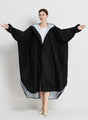 Black Stylish Waterproof Raincoat Poncho - Long, Packable for Outdoor Travel & Hiking V888-ELOSUNG26492