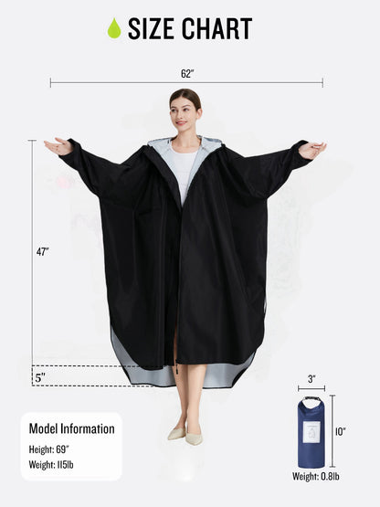 Matcha green Stylish Waterproof Raincoat Poncho - Long, Packable for Outdoor Travel & Hiking V888-ELOSUNG26493
