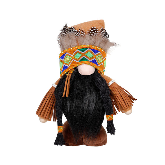 Handmade Thanksgiving Doll Set - Girl Figures with Feather Headbands V888-ELOSUNG26500