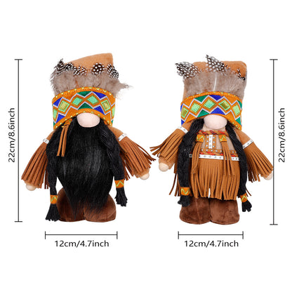 Handmade Thanksgiving Doll Set - Girl Figures with Feather Headbands V888-ELOSUNG26500
