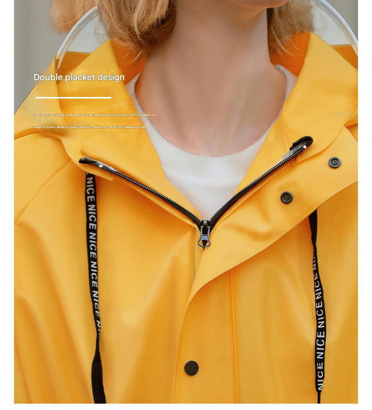 Yellow Women's Long Waterproof Raincoat with Hood and Visor - Stylish Rain Jacket (Size - M) V888-ELOSUNG26515