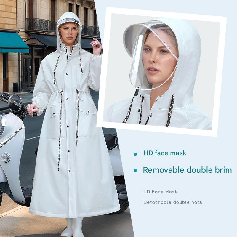 Yellow Women's Long Waterproof Raincoat with Hood and Visor - Stylish Rain Jacket (Size - L) V888-ELOSUNG26516