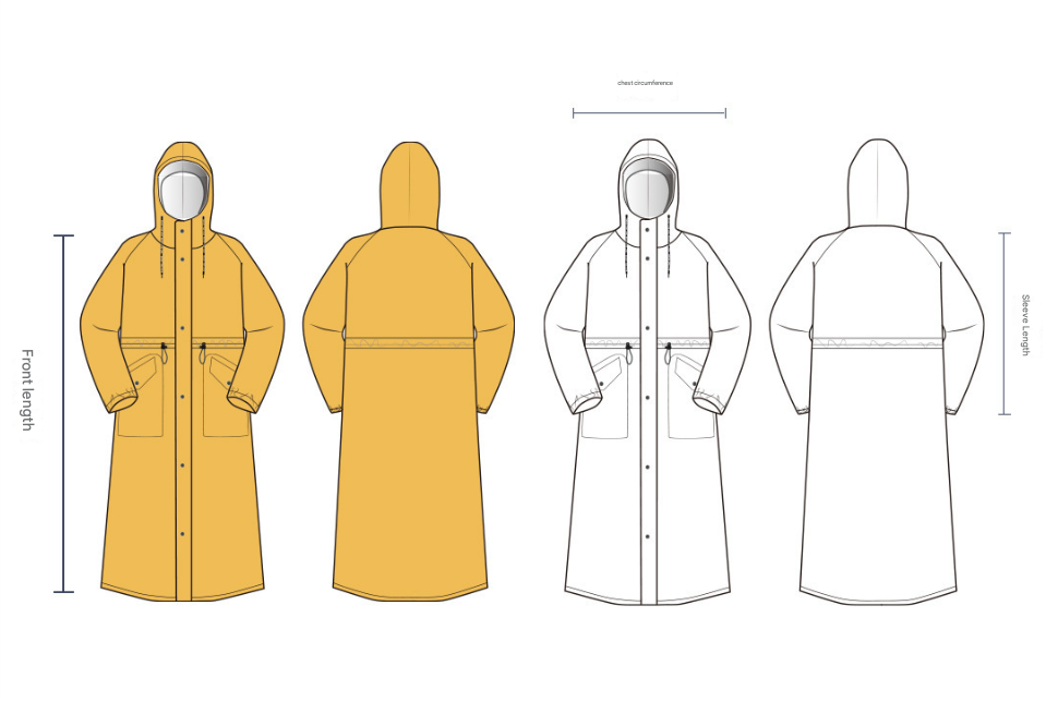 Yellow Women's Long Waterproof Raincoat with Hood and Visor - Stylish Rain Jacket (Size - L) V888-ELOSUNG26516