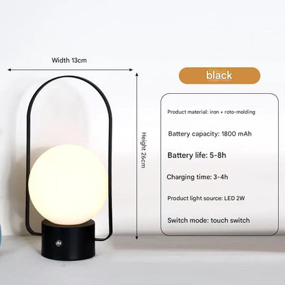 Black Portable Rechargeable LED Lantern Lamp - Touch Control 3-Color Dimmable Desk Light V888-ELOSUNG26521