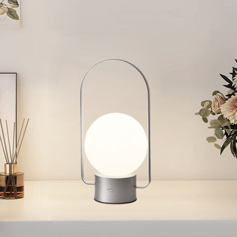 Silver Portable Rechargeable LED Lantern Lamp - Touch Control 3-Color Dimmable Desk Light V888-ELOSUNG26522