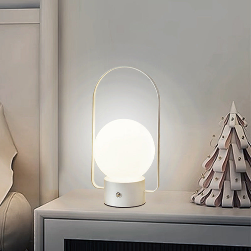 White Portable Rechargeable LED Lantern Lamp - Touch Control 3-Color Dimmable Desk Light V888-ELOSUNG26523
