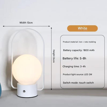 White Portable Rechargeable LED Lantern Lamp - Touch Control 3-Color Dimmable Desk Light V888-ELOSUNG26523