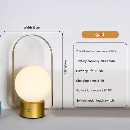 Gold Portable Rechargeable LED Lantern Lamp - Touch Control 3-Color Dimmable Desk Light V888-ELOSUNG26524