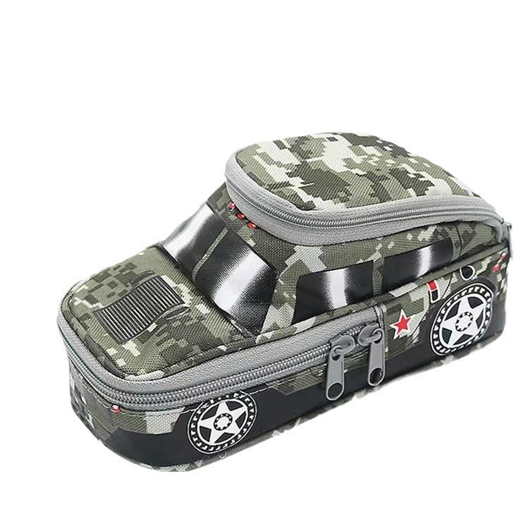 Camouflage Car Shaped Pencil Case - Large Capacity Stationery Organizer Pouch (Camouflage gray) V888-ELOSUNG26528
