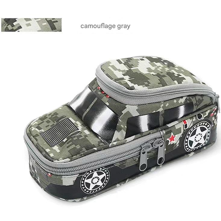 Camouflage Car Shaped Pencil Case - Large Capacity Stationery Organizer Pouch (Camouflage gray) V888-ELOSUNG26528