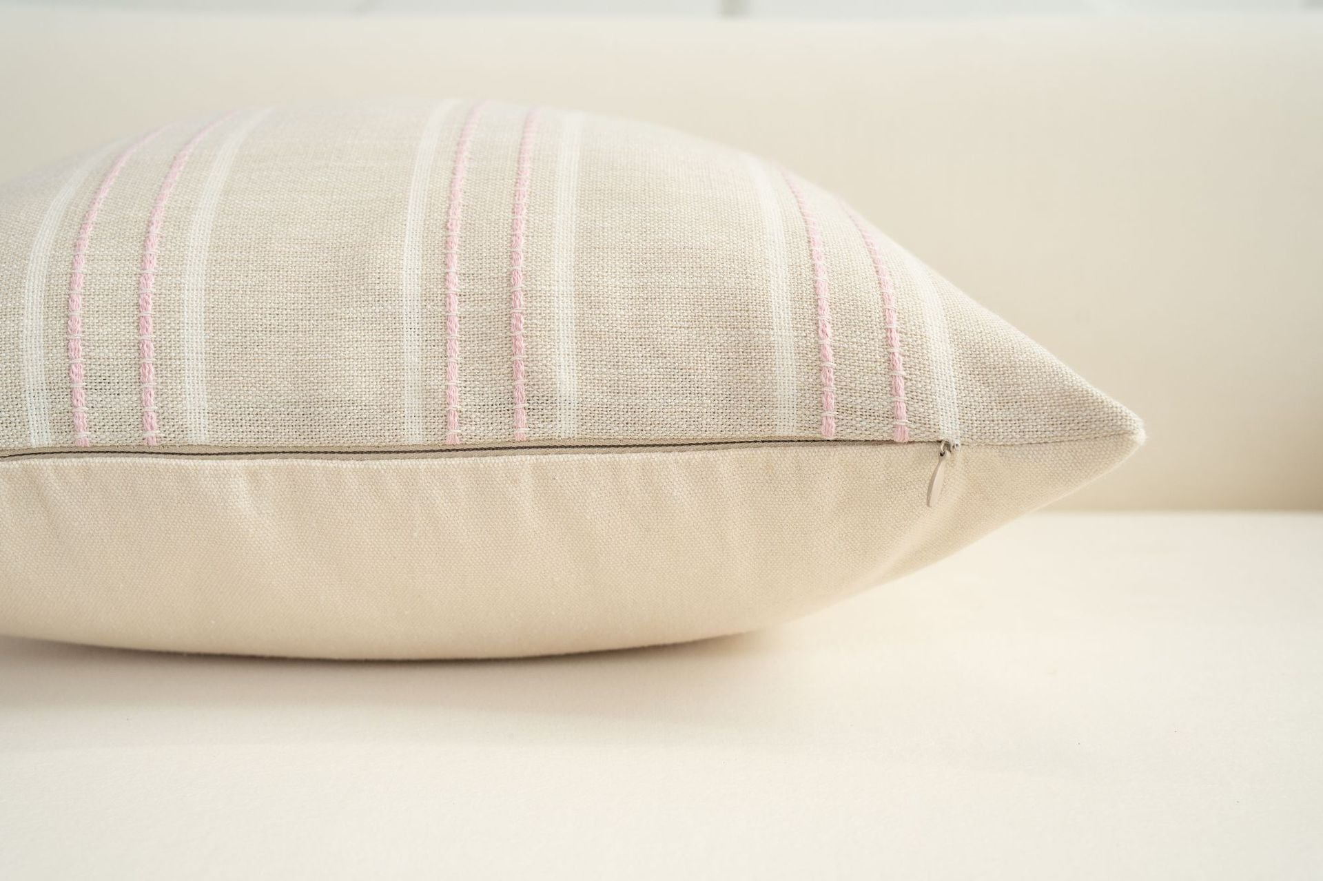 Textured Vertical Striped Pillowcases - Scandinavian Home Decor Accents (Pink Stripes Pair - 45x45cm) V888-ELOSUNG26530