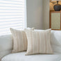 Textured Vertical Striped Pillowcases - Scandinavian Home Decor Accents (Beige Stripes Pair - 45x45cm) V888-ELOSUNG26531