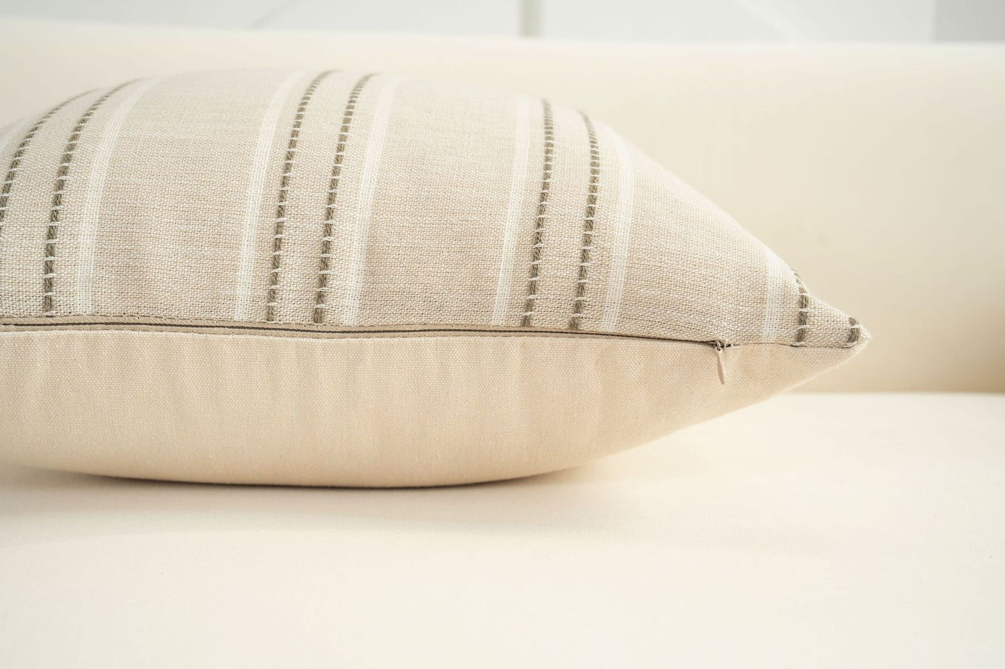 Textured Vertical Striped Pillowcases - Scandinavian Home Decor Accents (Green Stripes Pair - 45x45cm) V888-ELOSUNG26532