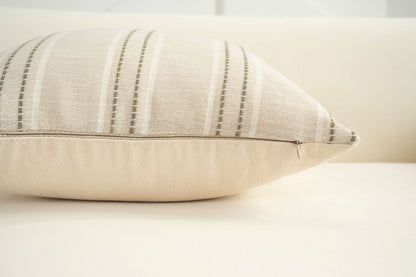 Textured Vertical Striped Pillowcases - Scandinavian Home Decor Accents (Green Stripes Pair - 45x45cm) V888-ELOSUNG26532