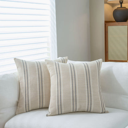 Textured Vertical Striped Pillowcases - Scandinavian Home Decor Accents (Grey Stripes Pair - 45x45cm) V888-ELOSUNG26534