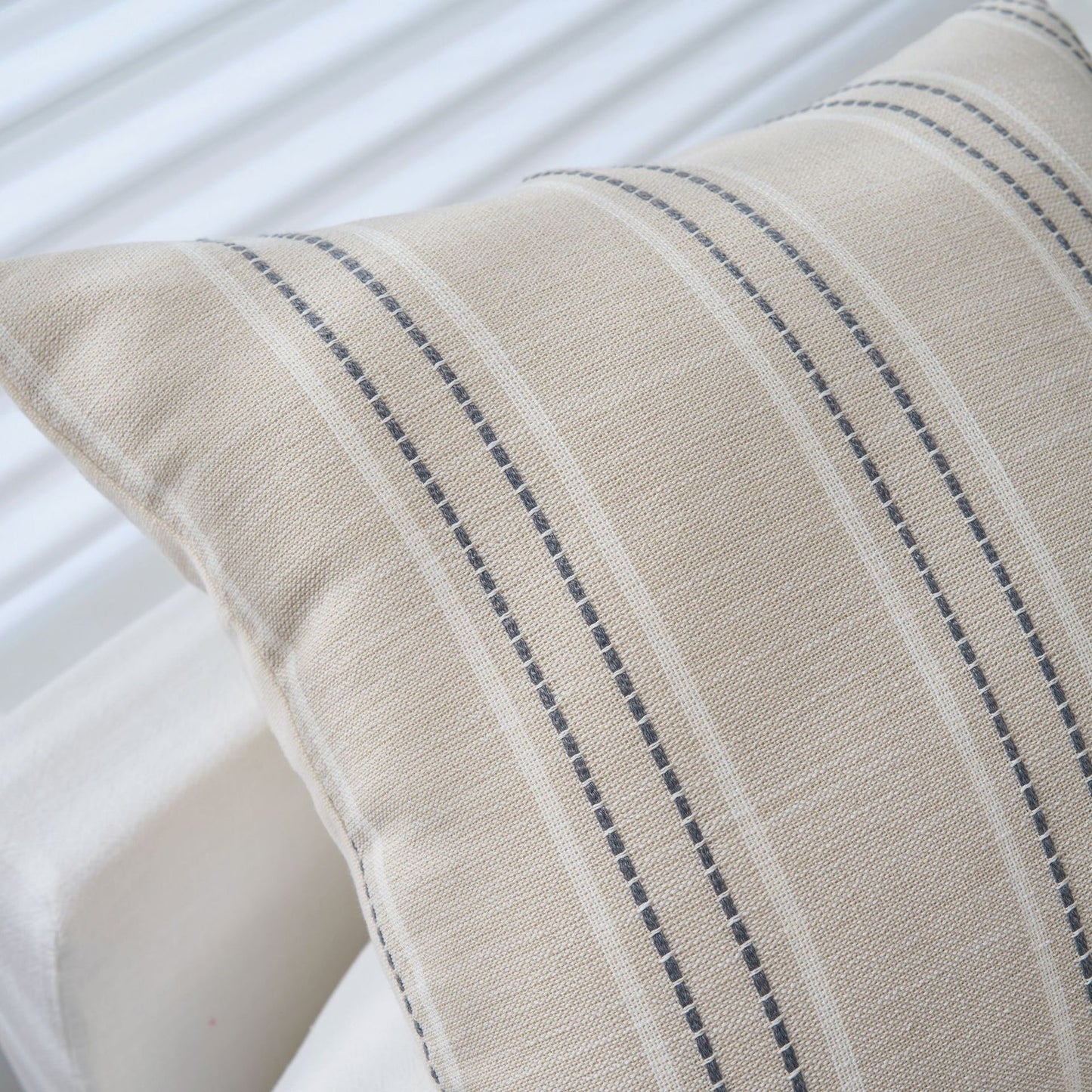 Textured Vertical Striped Pillowcases - Scandinavian Home Decor Accents (Grey Stripes Pair - 45x45cm) V888-ELOSUNG26534