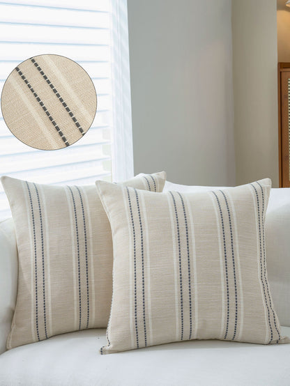 Textured Vertical Striped Pillowcases - Scandinavian Home Decor Accents (Grey Stripes Pair - 45x45cm) V888-ELOSUNG26534