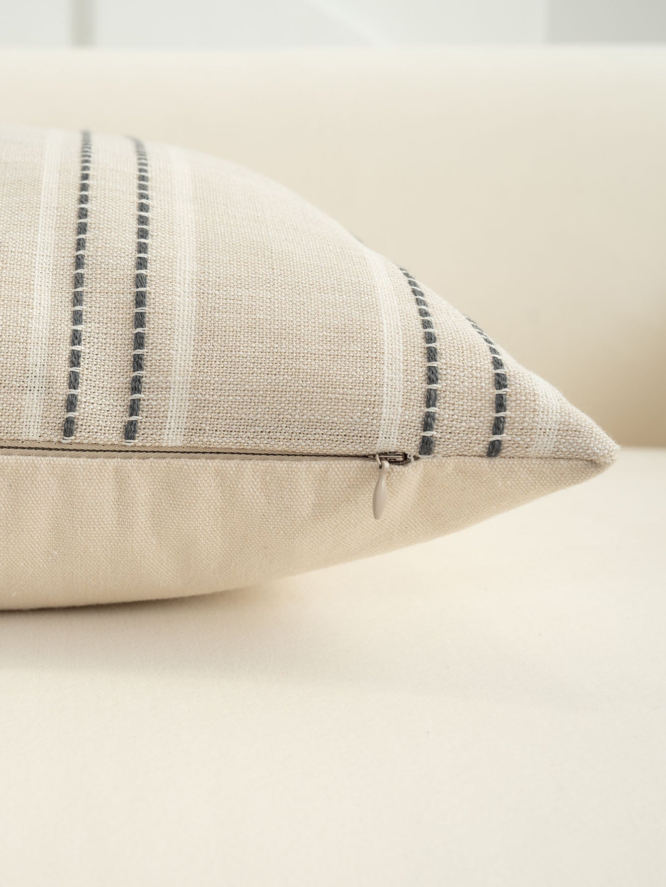 Textured Vertical Striped Pillowcases - Scandinavian Home Decor Accents (Grey Stripes Pair - 45x45cm) V888-ELOSUNG26534