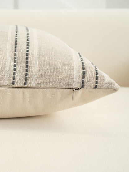 Textured Vertical Striped Pillowcases - Scandinavian Home Decor Accents (Grey Stripes Pair - 45x45cm) V888-ELOSUNG26534