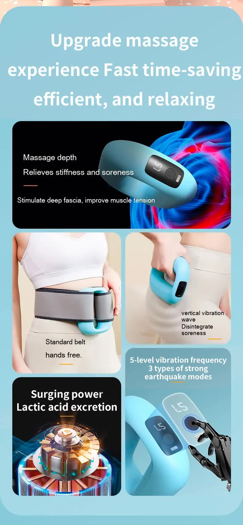 Portable Electric Muscle Relaxation Ring Massager - with Digital Display Purple V888-ELOSUNG26551