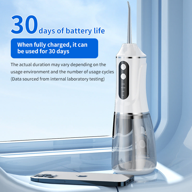 Portable Electric Oral Irrigator with 4 Nozzles 3 Pressure Modes - White V888-ELOSUNG26555