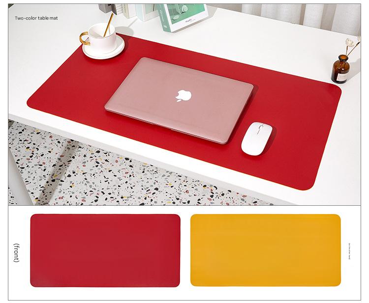 2 PCS Wine red/yellow Extra-Large Leather Table Mat for Study & Work - Pad for Students & Office Use (60x30cm) V888-ELOSUNG26557