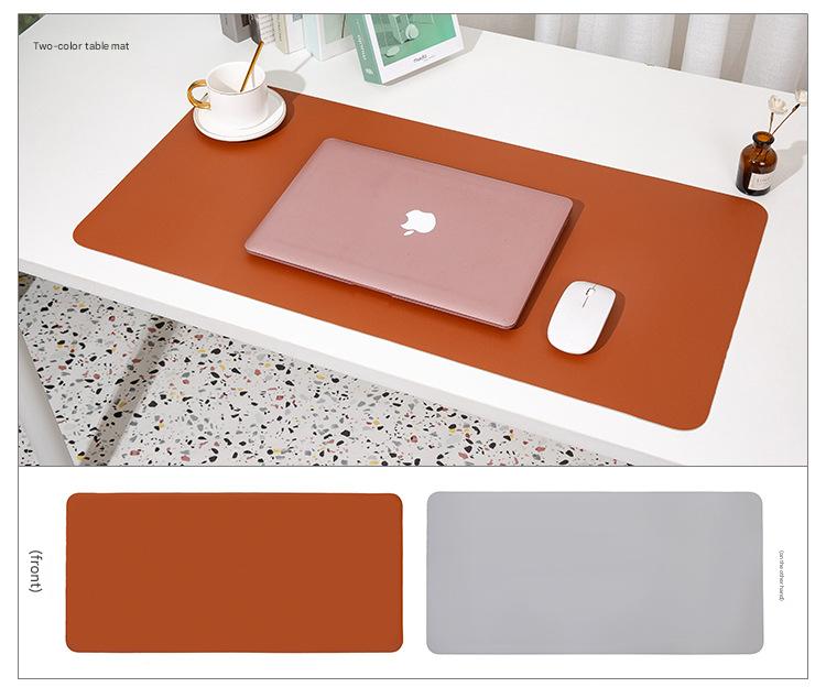 2 PCS Reddish brown/gray Extra-Large Leather Table Mat for Study & Work - Pad for Students & Office Use V888-ELOSUNG26559